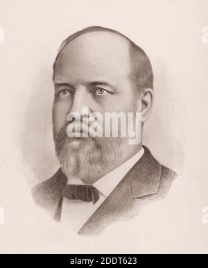 Porträt von Präsident James A. Garfield. James Abram Garfield (1831 – 1881) war der 20. Präsident der Vereinigten Staaten, ab 4. März 1881, U Stockfoto