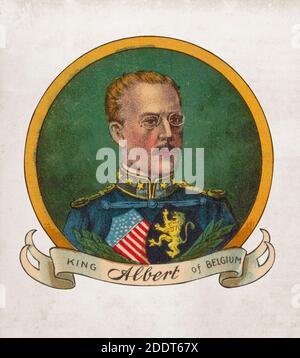 Retro-Porträt von Albert I. von Belgien. Albert I. (1875 – 1934) regierte von 1909 bis 1934 als König der Belgier. Er regierte während einer ereignisreichen Zeit in Stockfoto