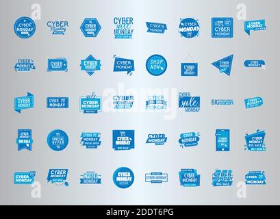 Bündel von vierzig Cyber-montag Banner Stock Vektor