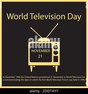 Im Dezember 1996 verkündeten die Vereinten Nationen den 21. November als World Television Day zum Gedenken an das Datum, an dem die erste World Television Forum wa Stock Vektor