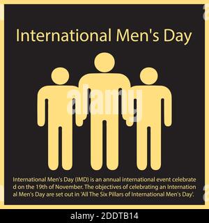 International Men's Day (IMD) ist ein jährliches internationales Ereignis am 19. November gefeiert. Stock Vektor