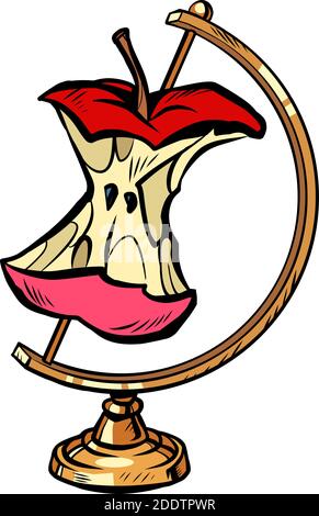 Globe international Apfelkern, Lebensmittelverschwendung Stock Vektor