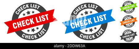 Checkliste Stempel. Checkliste runde Band Aufkleber. Etikett Stock Vektor
