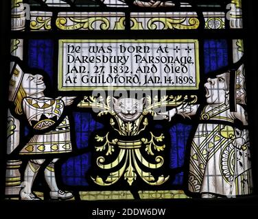 Lewis Carroll Fenster, Alle Heiligen, Daresbury Dorf, Warrington, Cheshire, Knave, Königin, er wurde im Daresbury Parsonage geboren Stockfoto