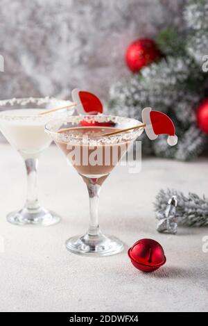 Weihnachten Schokolade Schneeflocke Martini Cocktail Stockfoto