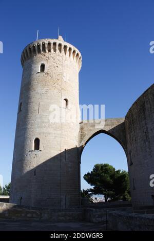 Bellver Castle, ein gotischer Bau aus dem XIV Jahrhundert Burg im Westen des Zentrums von Palma auf der Insel Mallorca, Balearen, Spanien. Stockfoto