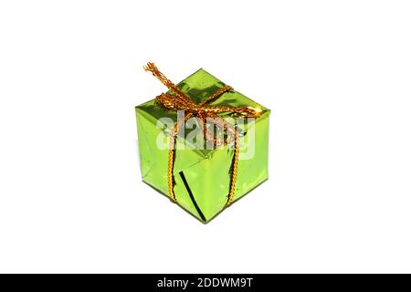 Kleine handgemachte grüne Geschenkbox Stockfoto