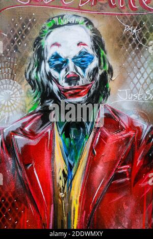 London, Großbritannien. 26. November 2020. Wandbild des Jokers mit dem Text "Just Smile" in Soho. Street Art London. Quelle: Waldemar Sikora Stockfoto