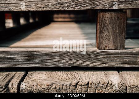Japanischer alter Tempel, traditionelle Holzarchitektur Detail Stockfoto