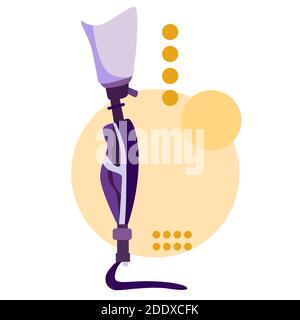 Anpassungsfähige Prothetik.fehlende Körperteil ersetzen. Mechanische künstliche Gliedmaßen. Bionic-Fuß. Bioengineering. Stock Vektor