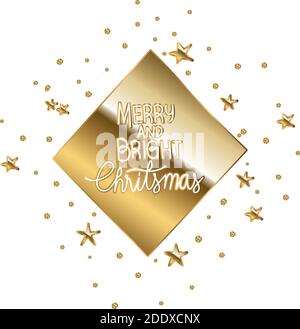fröhliche und strahlende weihnachten in Goldschrift auf Diamant Stock Vektor