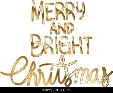 fröhliche und helle weihnachten in Goldschrift Stock Vektor