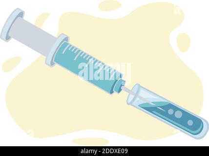 Spritze. Konzept der Influenza- oder Covid-19-Coronavirus-Impfung oder -Forschung. Flache Vektorgrafik. Stock Vektor