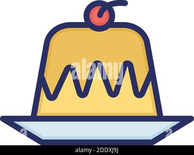 Puding, Kirsche, süß, Kuchen Farbe mit Hintergrund Vektor-Symbol, die leicht ändern oder bearbeiten können Stock Vektor