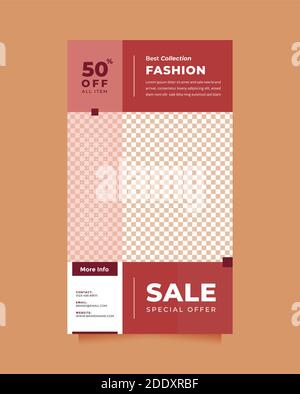 Kreatives und modernes rotes Design Social Media Post für digitales Marketing. Einfache, stilvolle und minimalistische Designs für Einladungen, Banner, Covers und Flyer Stock Vektor