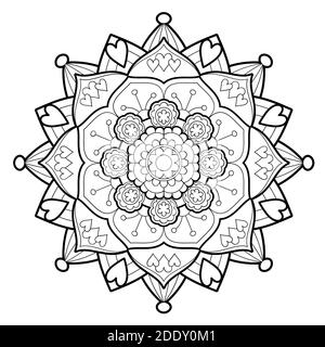 Zentangle Mandala zum Ausmalen Seite Stockfoto
