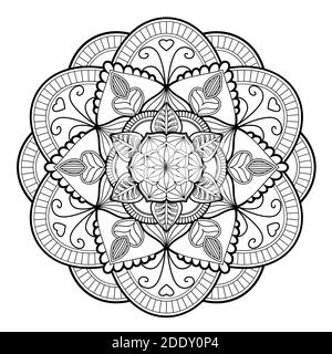 Zentangle Mandala zum Ausmalen Seite Stockfoto
