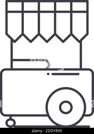 Food cart Concept Icon, lineare isolierte Illustration, dünne Linie Vektor, Web-Design-Zeichen, Kontur Konzept Symbol mit editierbaren Strich auf weiß Stock Vektor