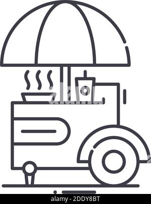 Food Cart Symbol, lineare isolierte Illustration, dünne Linie Vektor, Web-Design-Zeichen, Kontur Konzept Symbol mit editierbaren Strich auf weißem Hintergrund. Stock Vektor