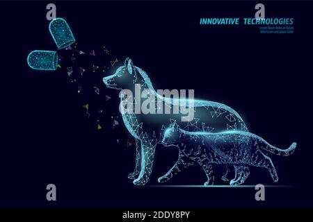 Hund und Katze Silhouette Drogenkapsel. Tierärztliche Versorgung Gesundheit Behandlung. Klinik online Arzt Vet Center Analyse. Logo mobile App Vorlage Medizin Stock Vektor