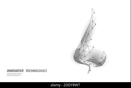 Rhinitis Nase low poly . Behandlung Medizin Coryza. Apotheke laufende Nase Spray. Polygonale Design Banner Vorlage Vektor-Illustration Stock Vektor