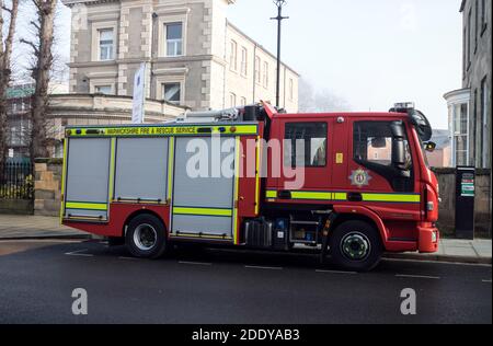 Feuerwehrfahrzeug der Warwickshire Fire and Rescue Service, Warwick, Großbritannien Stockfoto