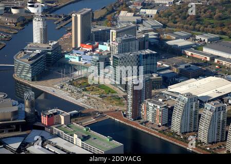 Luftaufnahmen Manchester - Trafford Park & Salford Quays Stockfoto