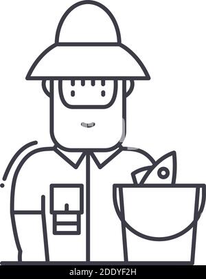 Angeln Symbol, lineare isolierte Illustration, dünne Linie Vektor, Web-Design-Zeichen, Kontur Konzept Symbol mit editierbaren Strich auf weißem Hintergrund. Stock Vektor