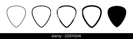 Set von leeren solide und Linie Gitarren Picks. vektor-Symbol auf weißem Hintergrund isoliert Stock Vektor