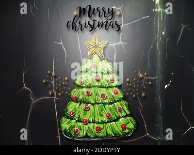 Frohe Weihnachten, Dekoration, Grußkarte, Hintergrund, Textur, 3D-Illustration Stockfoto