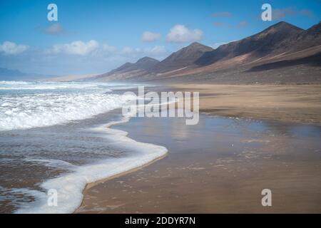 Meereslandschaft. Blick auf Cofete Beach. Fuerteventura: Las Palmas. Kanarische Inseln Stockfoto