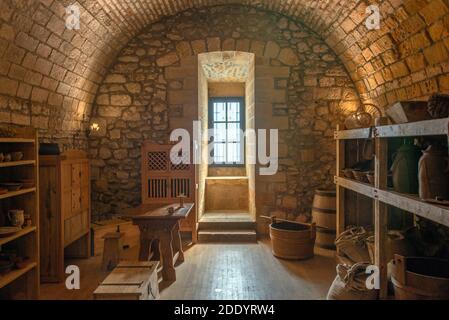 Eine Innenansicht des mittelalterlichen Schlosses von Foix in Die Region Okzitanien in Südfrankreich Stockfoto