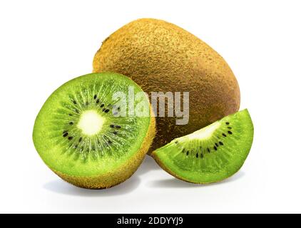 Kiwi isoliert auf weißem Hintergrund mit Beschneidungspfad Stockfoto