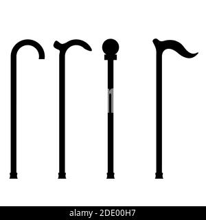 Walking Stick Icon Set isoliert auf weißem Hintergrund Stock Vektor