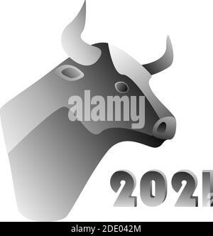 Metall-Bulle im Profil 2021 Neujahr Stock Vektor