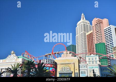 LAS VEGAS, USA - 24. MÄRZ 2018 : New York New York Hotel am Las Vegas Boulevard - The Strip. Stockfoto
