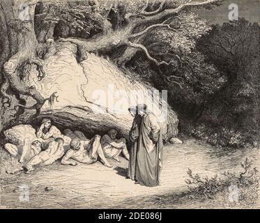 Dante Divina Commedia - Hölle - Dante trifft die Seelen Der Ungetauften - Illustration von Gustave Dorè Stockfoto