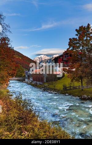 Herbst in Ramsau im Berchtesgadener Land, Bayern, Deutschland. Stockfoto