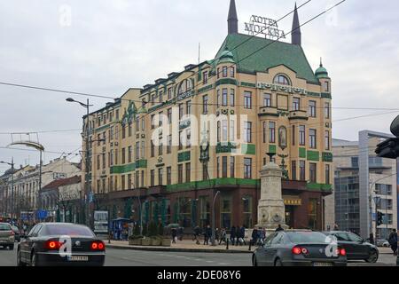 Belgrad, Serbien - 1. Februar 2017: Historisches Hotel Moskva am Wintertag in Belgrad, Serbien. Stockfoto