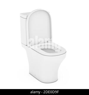 Moderne weiße Keramik-Toilettenschüssel auf weißem Hintergrund. 3d-Rendering Stockfoto