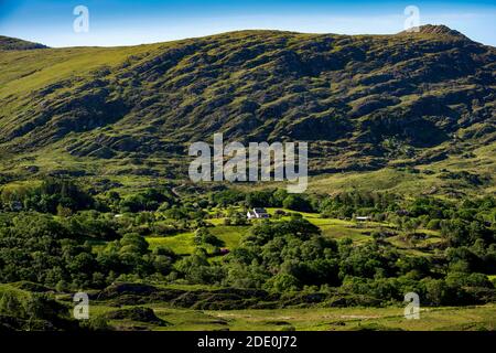 Isoliertes Bauernhaus Caha Mountains Beara Peninsula, Kerry Cork Irland Stockfoto