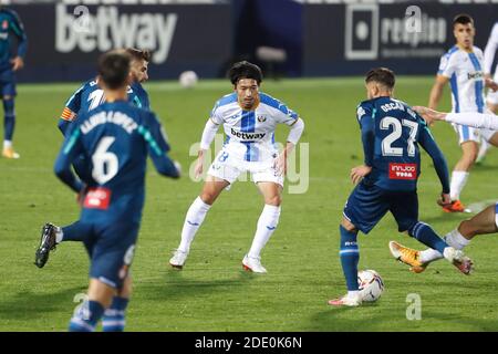 Leganes, Spanien. November 2020. Gaku Shibasaki (Leganes) Fußball: Spanisches 'La Liga Smartbank' Spiel zwischen CD Leganes 2-0 RCD Espanyol de Barcelona im Estadio Municipal de Butarque in Leganes, Spanien. Quelle: Mutsu Kawamori/AFLO/Alamy Live News Stockfoto