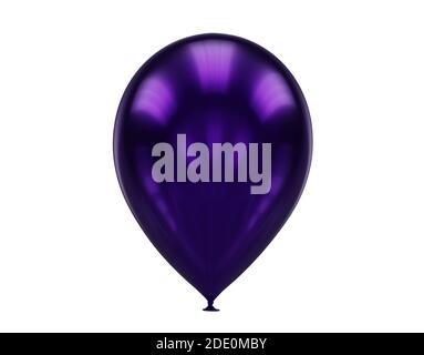 Ein violetter Ballon Nahaufnahme isoliert auf weiß, 3d-Rendering Stockfoto
