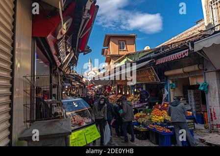 Kemeraltı historische Synagoge Straße und Fischmarkt Izmir Türkei Stockfoto