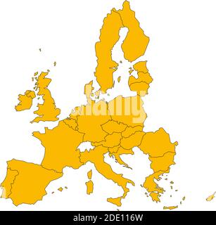 Politische Landkarte der Europäischen Union, EU, Mitgliedsstaaten. Einfache flache Vektordarstellung. Stock Vektor