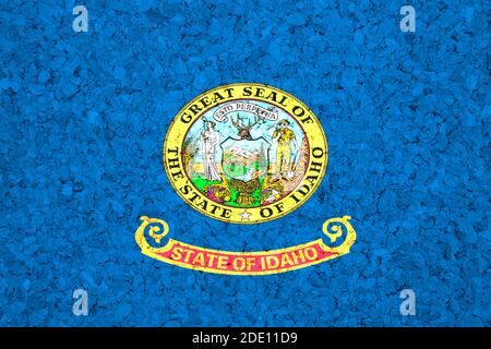 Künstlerische Darstellung der Idaho Staatsflagge mit Grunge-Textureffekten. Stockfoto