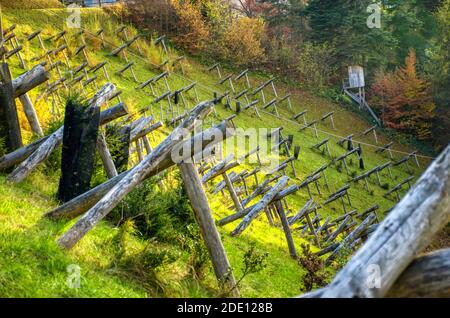 Lawinenbarrieren im Zürcher Oberland, Hangbau Stockfoto