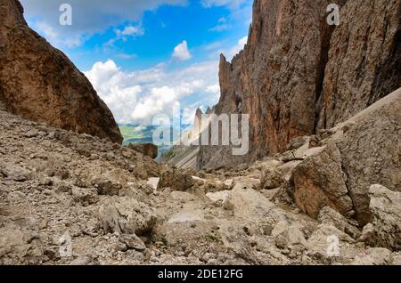 dolomiten Südtirol, gröden. langkofel, herrliche Bergwelt zum Wandern, Klettern und Genießen Stockfoto