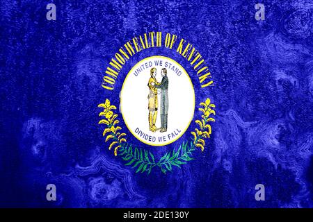 Künstlerische Darstellung der Staatsflagge von Kentucky mit Grunge-Textureffekten. Stockfoto