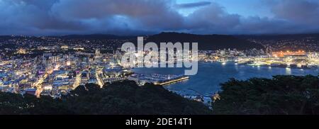 Blick vom Mount Victoria auf die Skyline von Wellington, Wellington, Nordinsel, Neuseeland, Pazifik Stockfoto